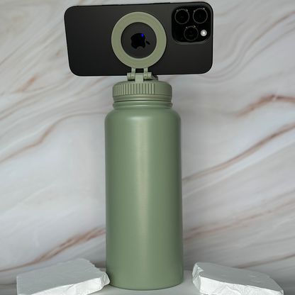 1 Litre Insulated Bottle + Sip Lid + FREE Magnetic Phone Holder Lid