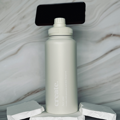 1 Litre Insulated Bottle + Sip Lid + FREE Magnetic Phone Holder Lid