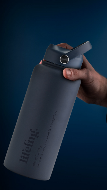 Lifeing 1 Litre Insulated Bottle + Sip Lid + FREE Magnetic Phone Holder Lid