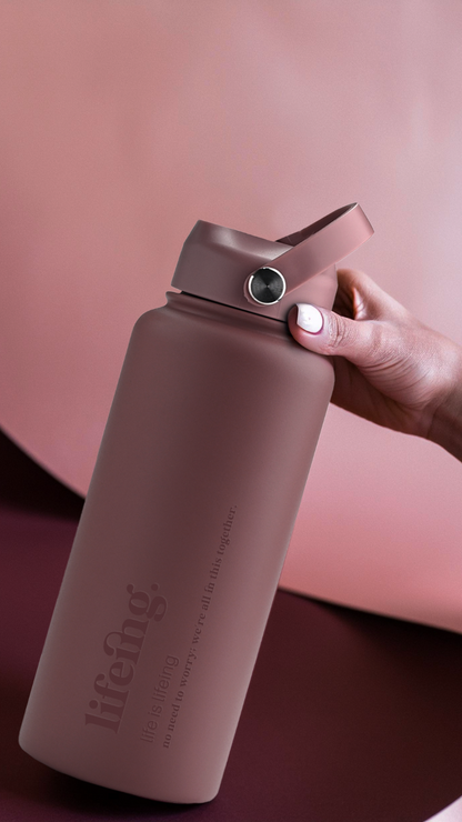 Lifeing 1 Litre Insulated Bottle + Sip Lid + FREE Magnetic Phone Holder Lid