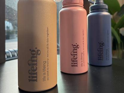 Lifeing 1 Litre Insulated Bottle + Sip Lid + FREE Magnetic Phone Holder Lid
