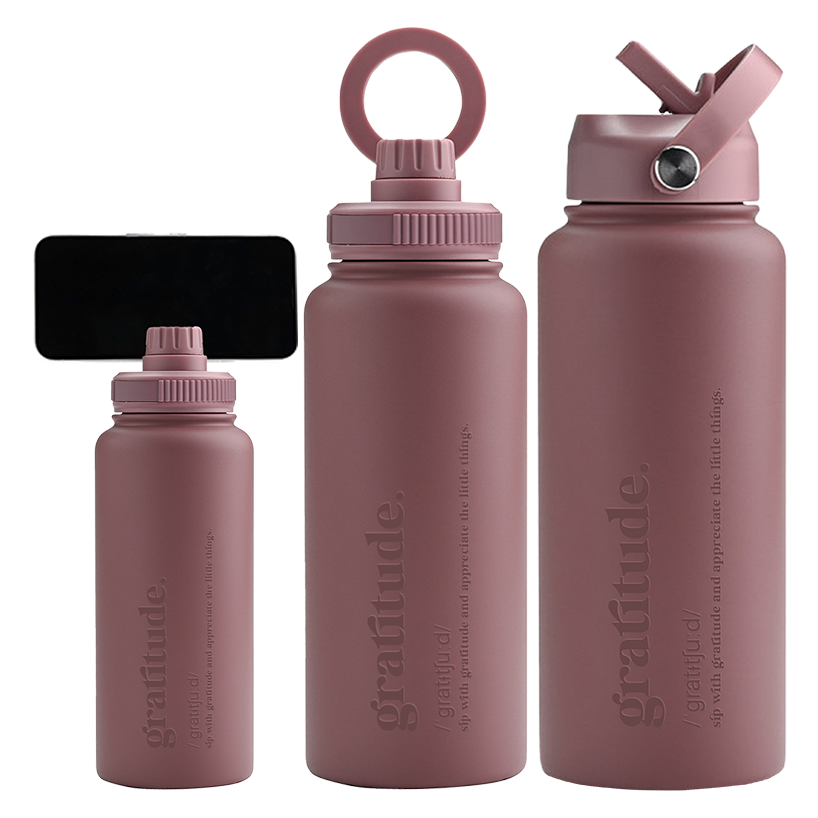 1 Litre Insulated Bottle + Sip Lid + FREE Magnetic Phone Holder Lid